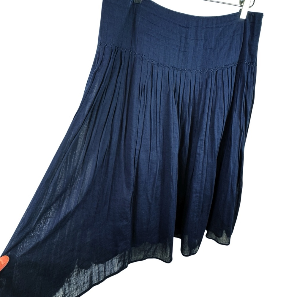 Lauren Ralph Lauren Navy Blue Crinkle Flowy Midi Skirt Women's 10 - Picture 4 of 8